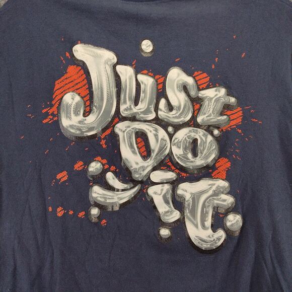 Nike Just Do It T Shirt Size L Blue Melted Metal Pattern Logo - Picture 8 of 13